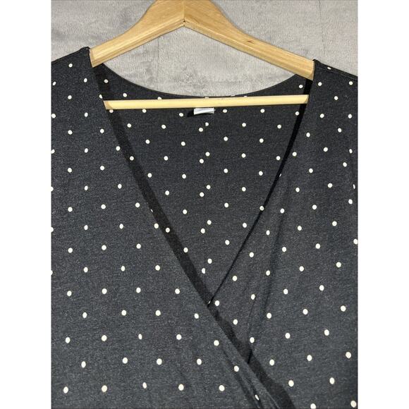 Old Navy Dress Womens XXL Polka Dot Faux Wrap Black White Preppy Career Work - Picture 5 of 11